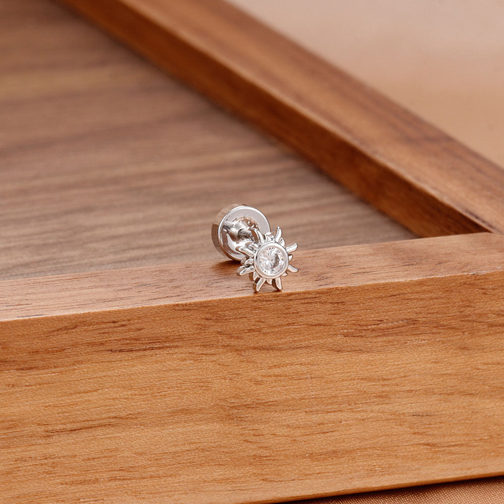 Sunflower Cubic Zirconia Stud Earrings — earrings, view 3