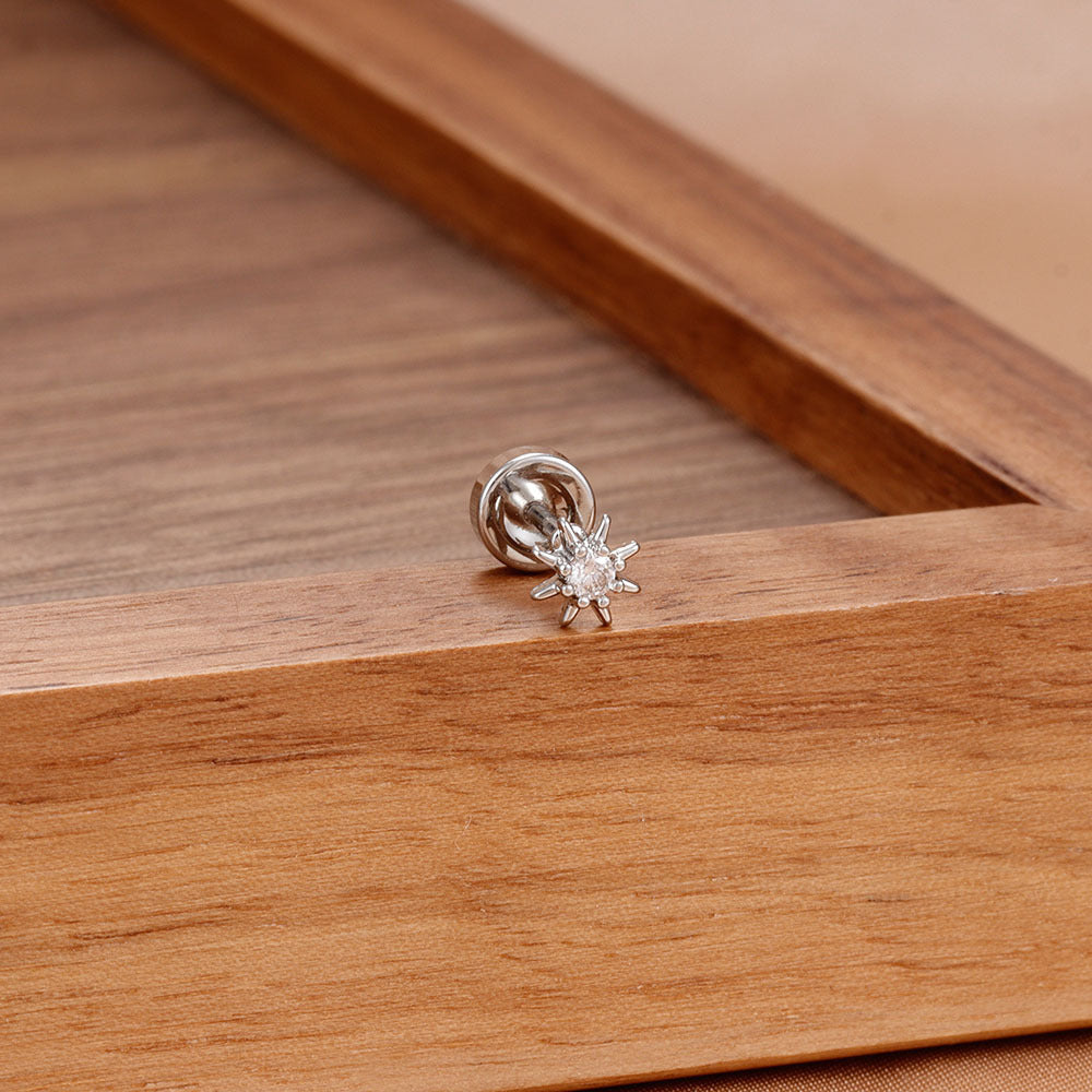 Sunflower Cubic Zirconia Stud Earrings — earrings, view 5