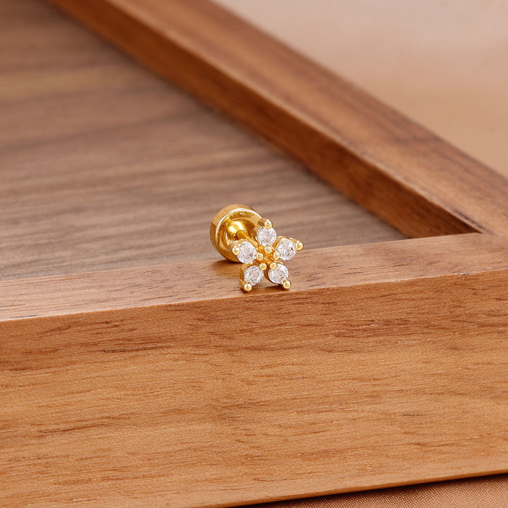 Sunflower Cubic Zirconia Stud Earrings — earrings, view 10