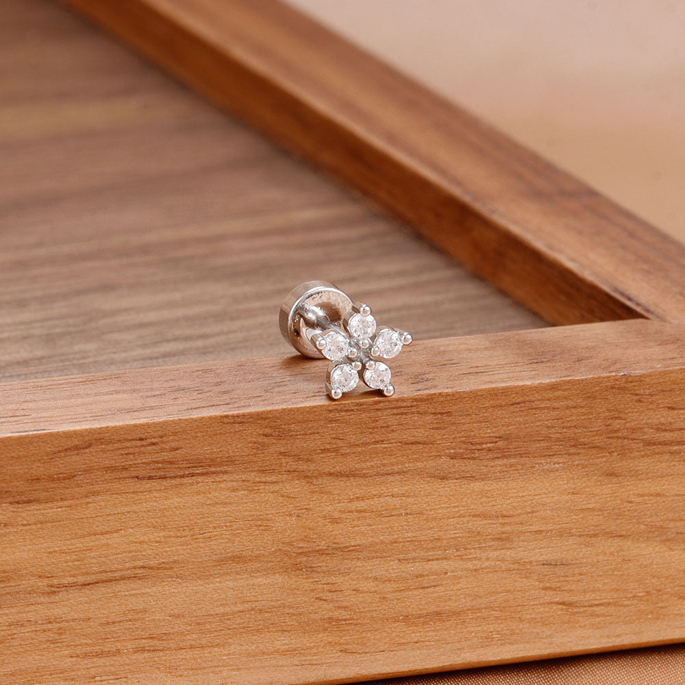 Sunflower Cubic Zirconia Stud Earrings — earrings, view 11