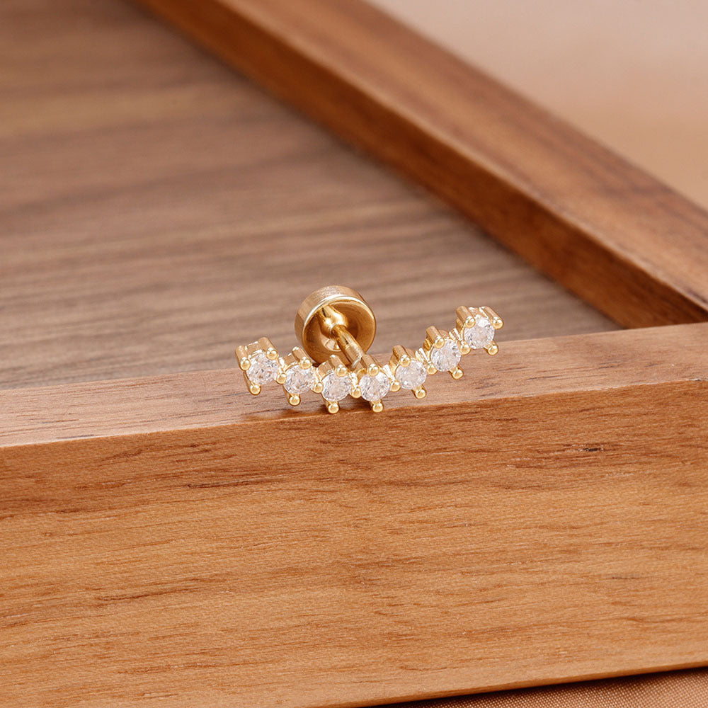 Sunflower Cubic Zirconia Stud Earrings — earrings, view 12