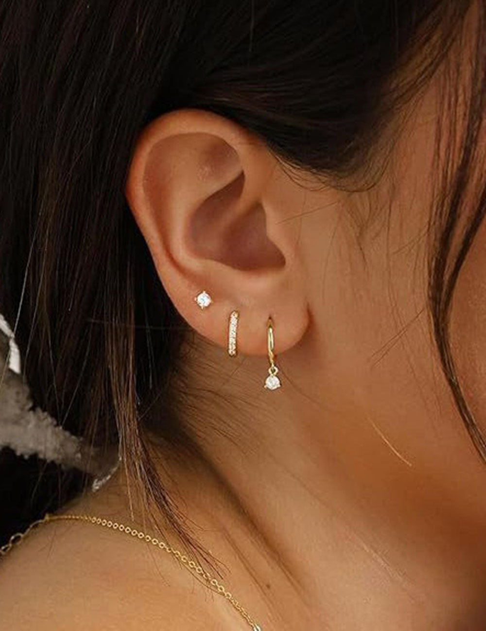 Lightweight Cubic Zirconia Hoop Earrings — silver earrings