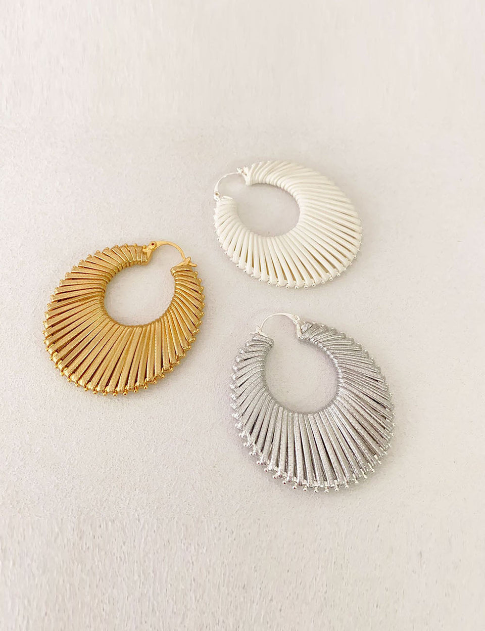 3D Openwork Hoop Earrings in Copper - earrings