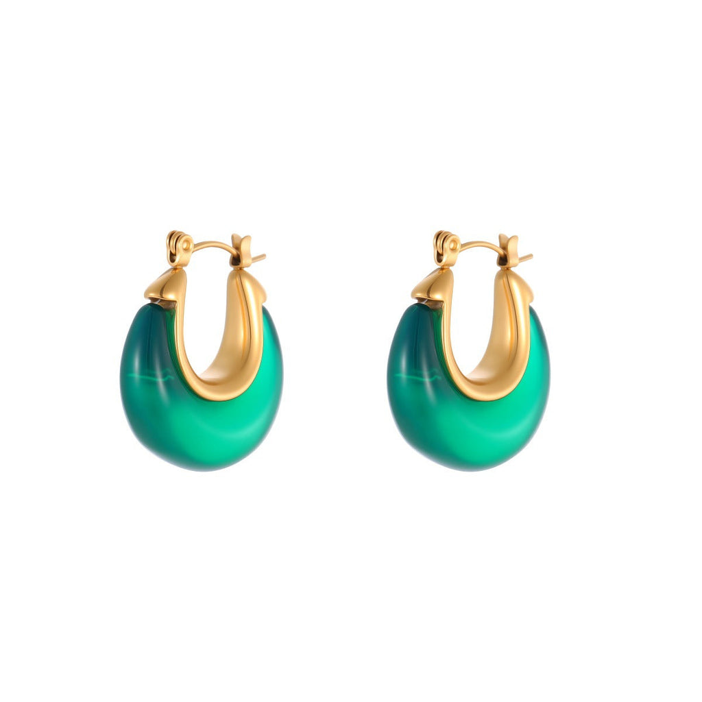 C-Shape Hoops, Gold Plated in Steel — earrings, view 3