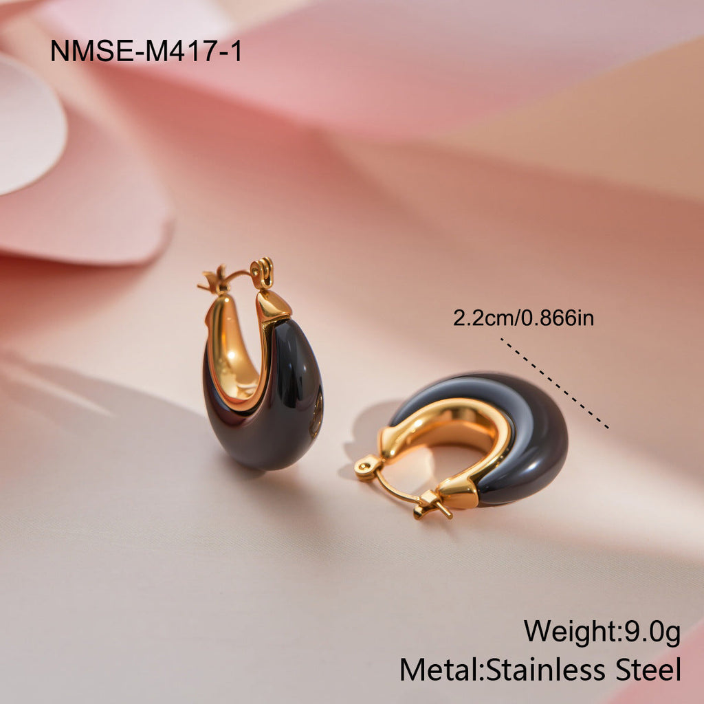 C-Shape Hoops, Gold Plated in Steel — earrings, view 5
