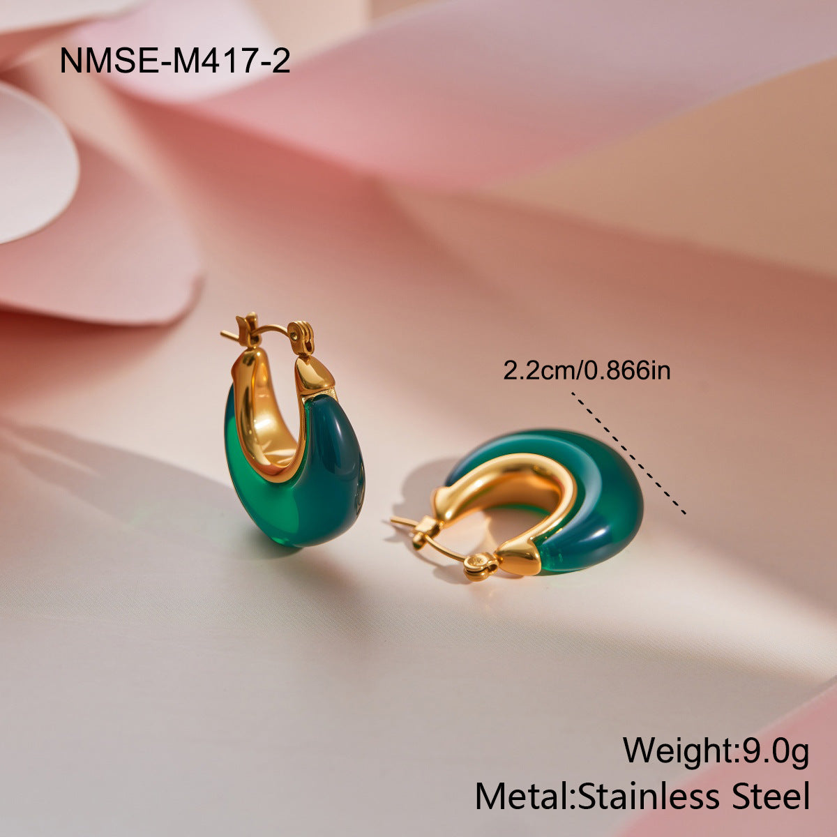 C-Shape Hoops, Gold Plated in Steel — earrings, view 6