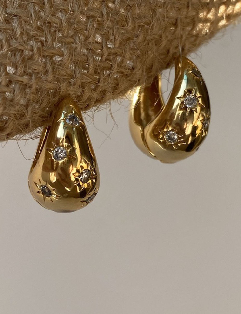 Gold-Plated Zirconia Hoop Earring — earrings