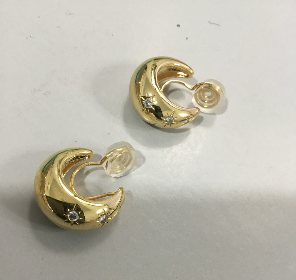 Gold-Plated Zirconia Hoop Earring — earrings, view 3