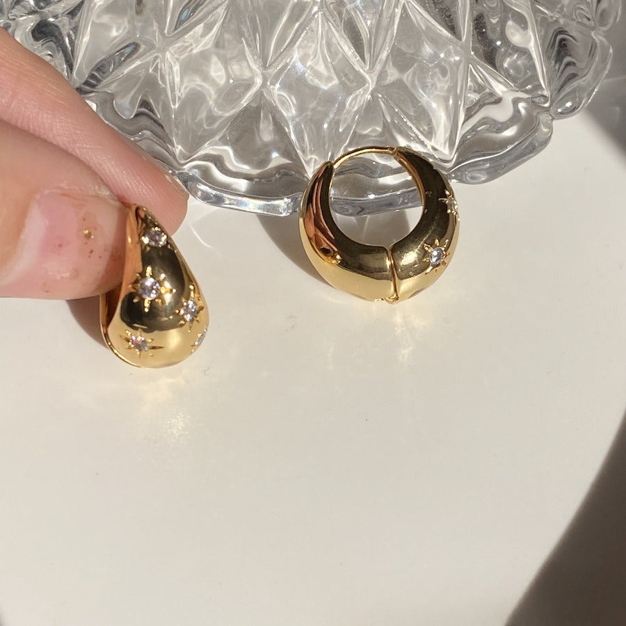 Gold-Plated Zirconia Hoop Earring — earrings, view 4