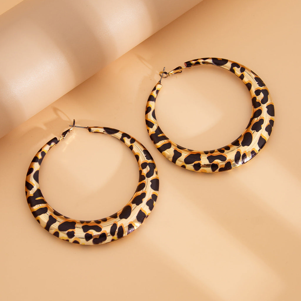 Oversized Leopard Print Hoop Earrings — leopard earrings, view 4