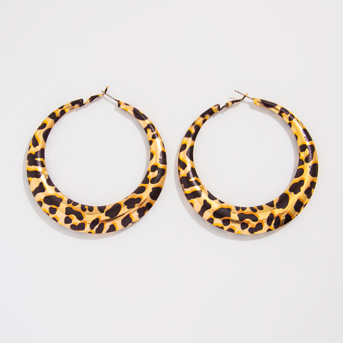 Oversized Leopard Print Hoop Earrings — leopard earrings, view 5