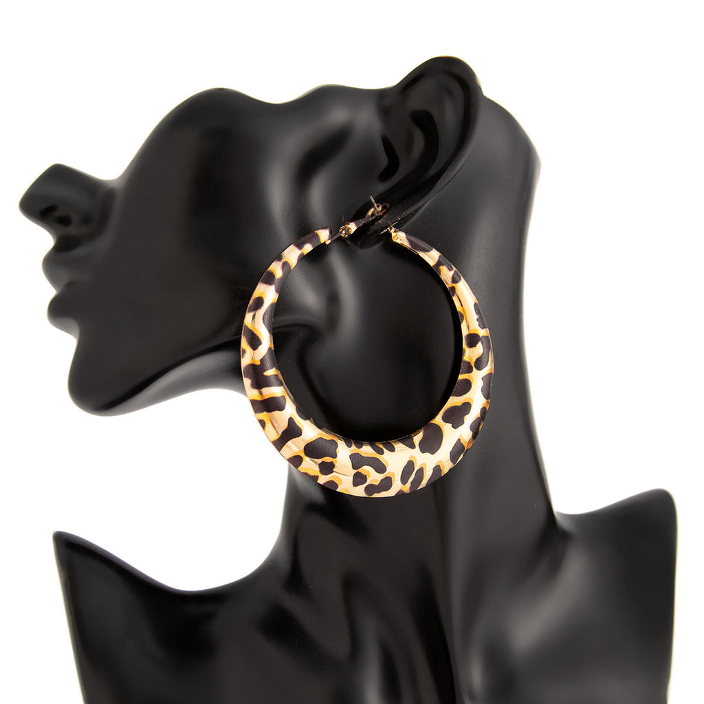 Oversized Leopard Print Hoop Earrings — leopard earrings, view 6