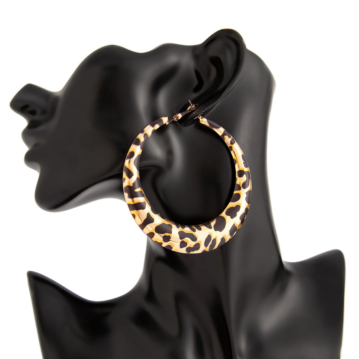 Oversized Leopard Print Hoop Earrings — leopard earrings, view 6