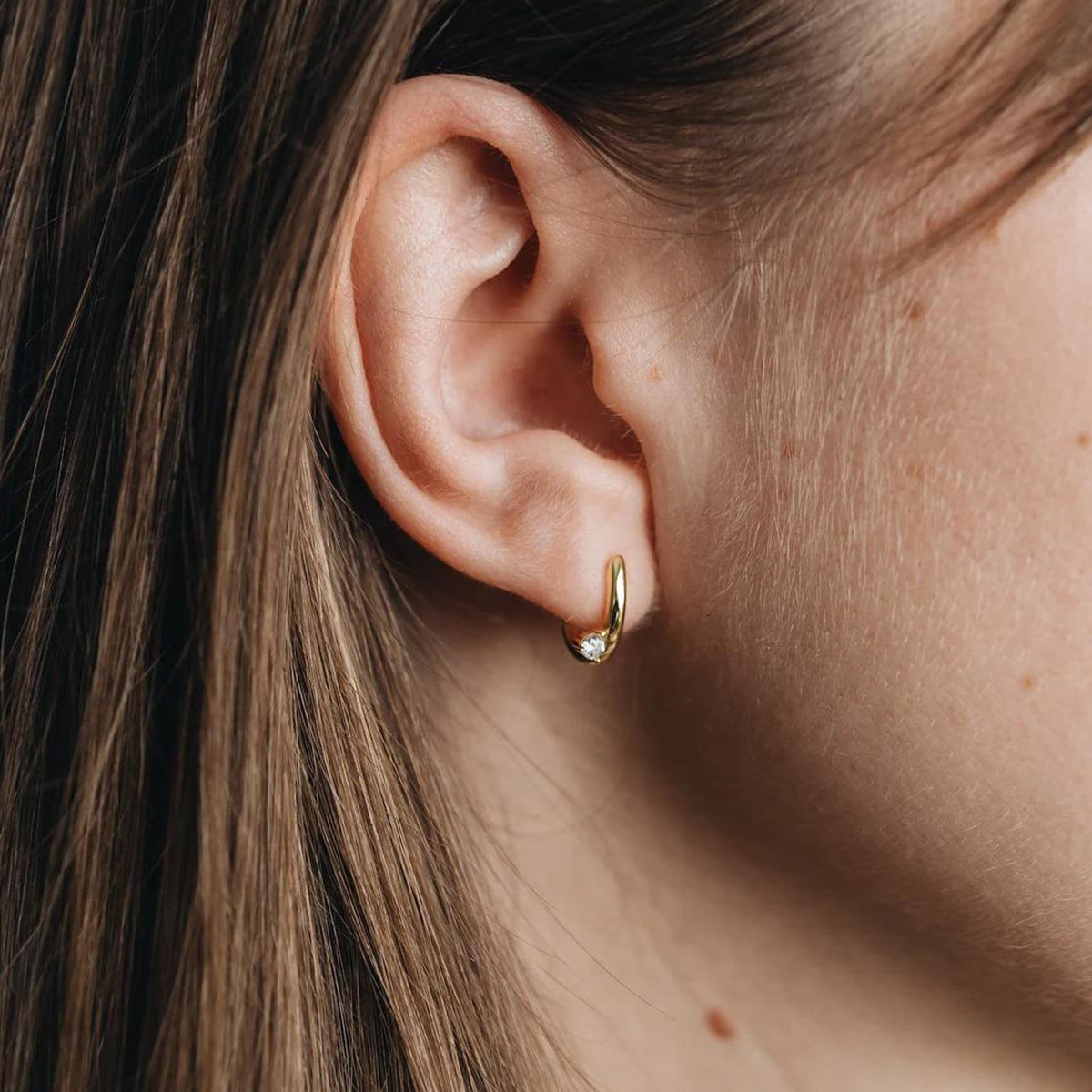 Rhinestone Stud Earrings — earrings, view 3