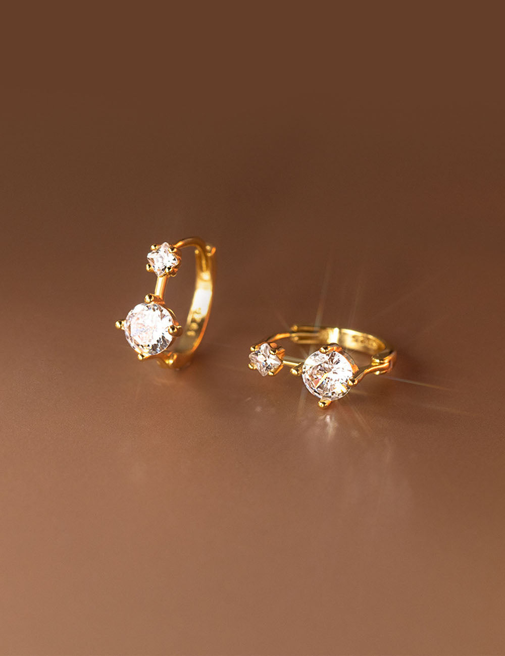Gold-Plated Cubic Zirconia Earring — earrings