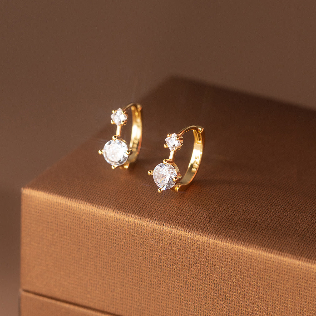 Gold-Plated Cubic Zirconia Earring — earrings, view 2
