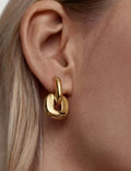 Square Pendant Hoop Earrings — earrings