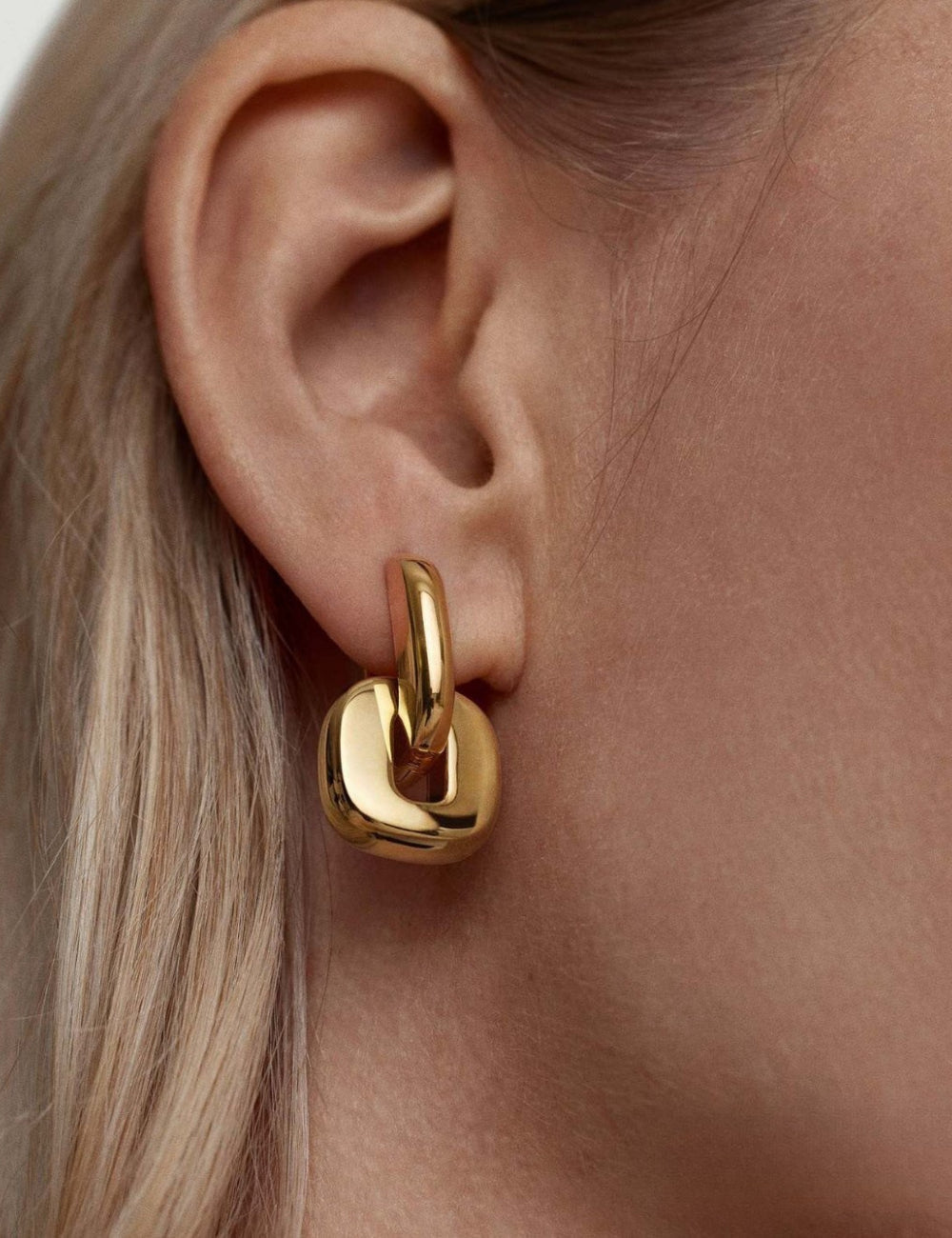 Square Pendant Hoop Earrings — earrings