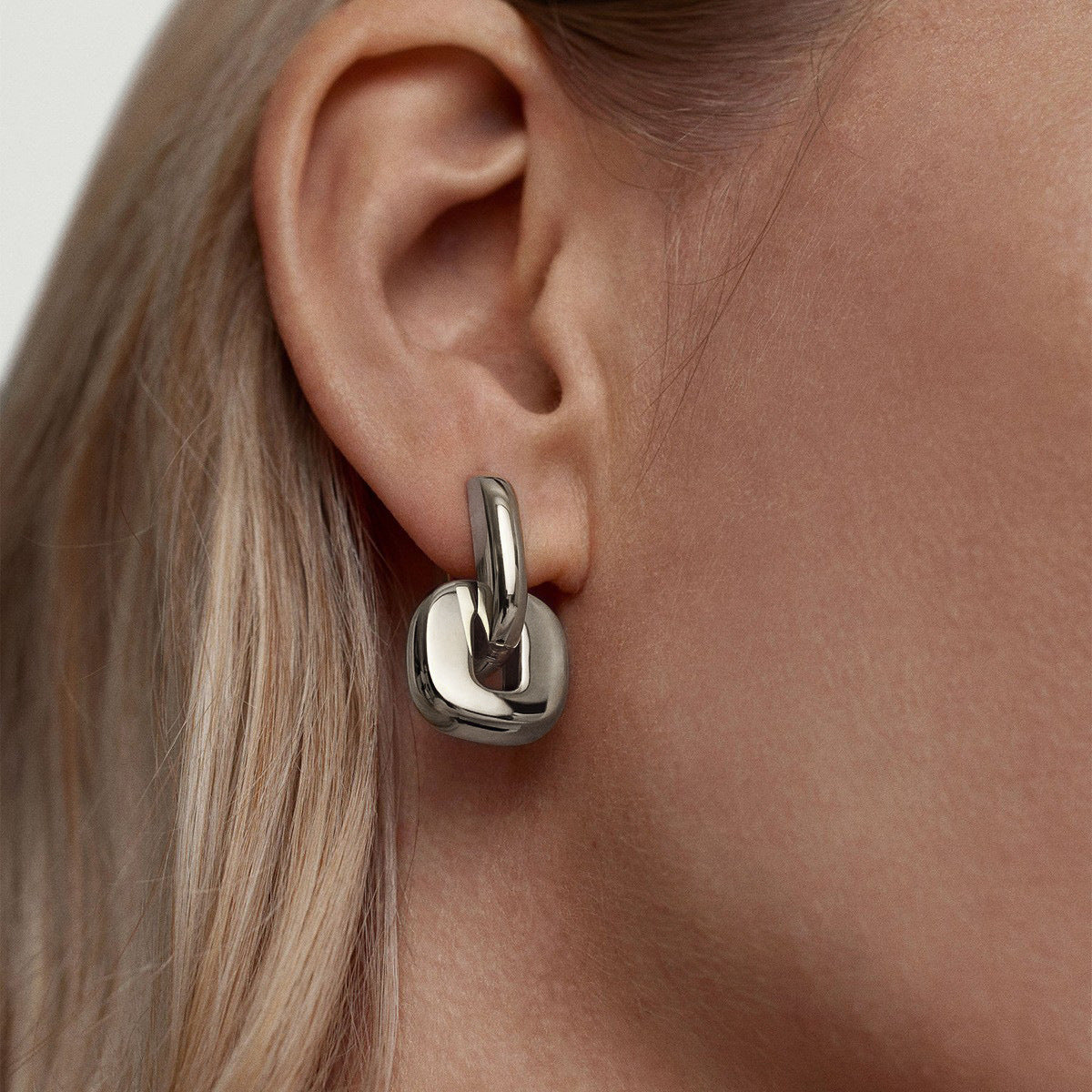 Square Pendant Hoop Earrings — earrings, view 3