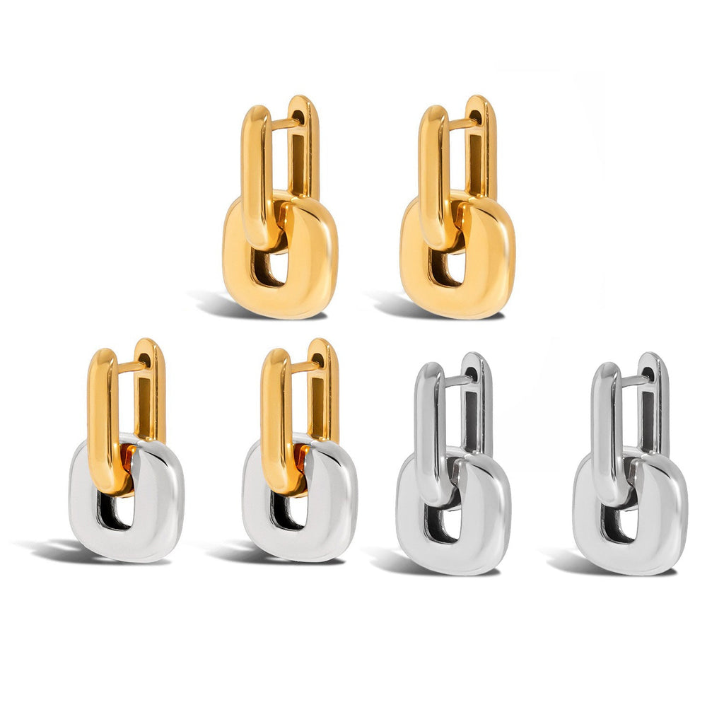 Square Pendant Hoop Earrings — earrings, view 5