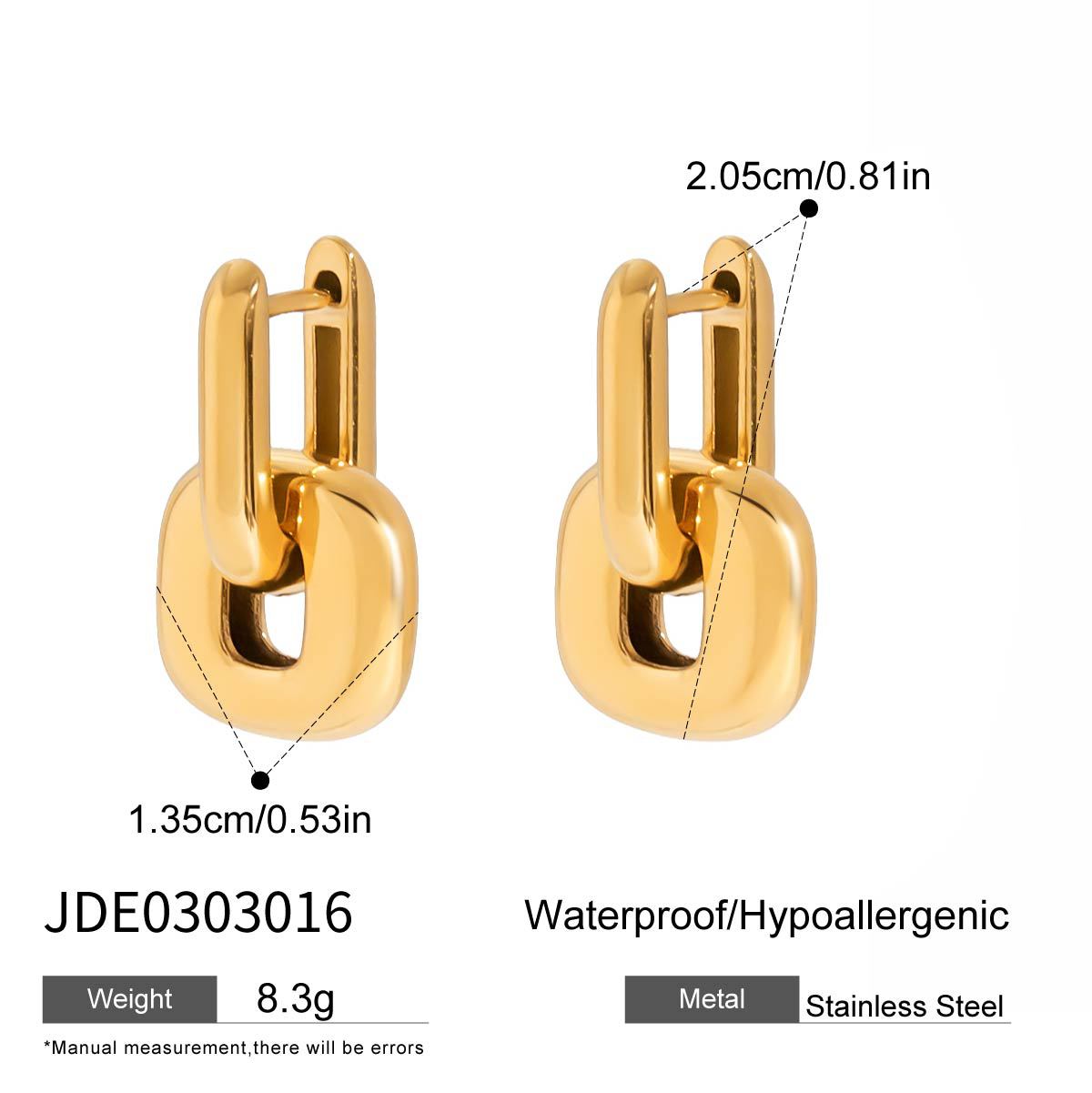 Square Pendant Hoop Earrings — earrings, view 6