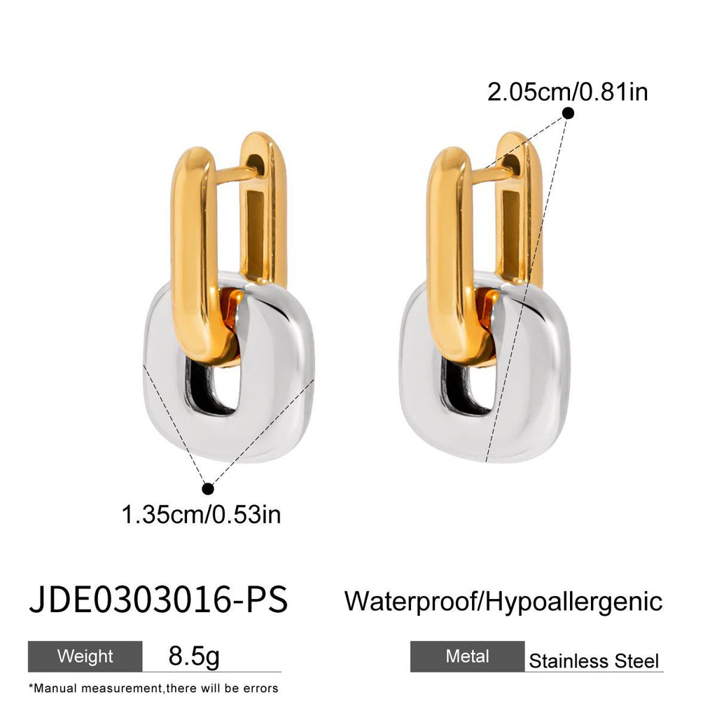 Square Pendant Hoop Earrings — earrings, view 7