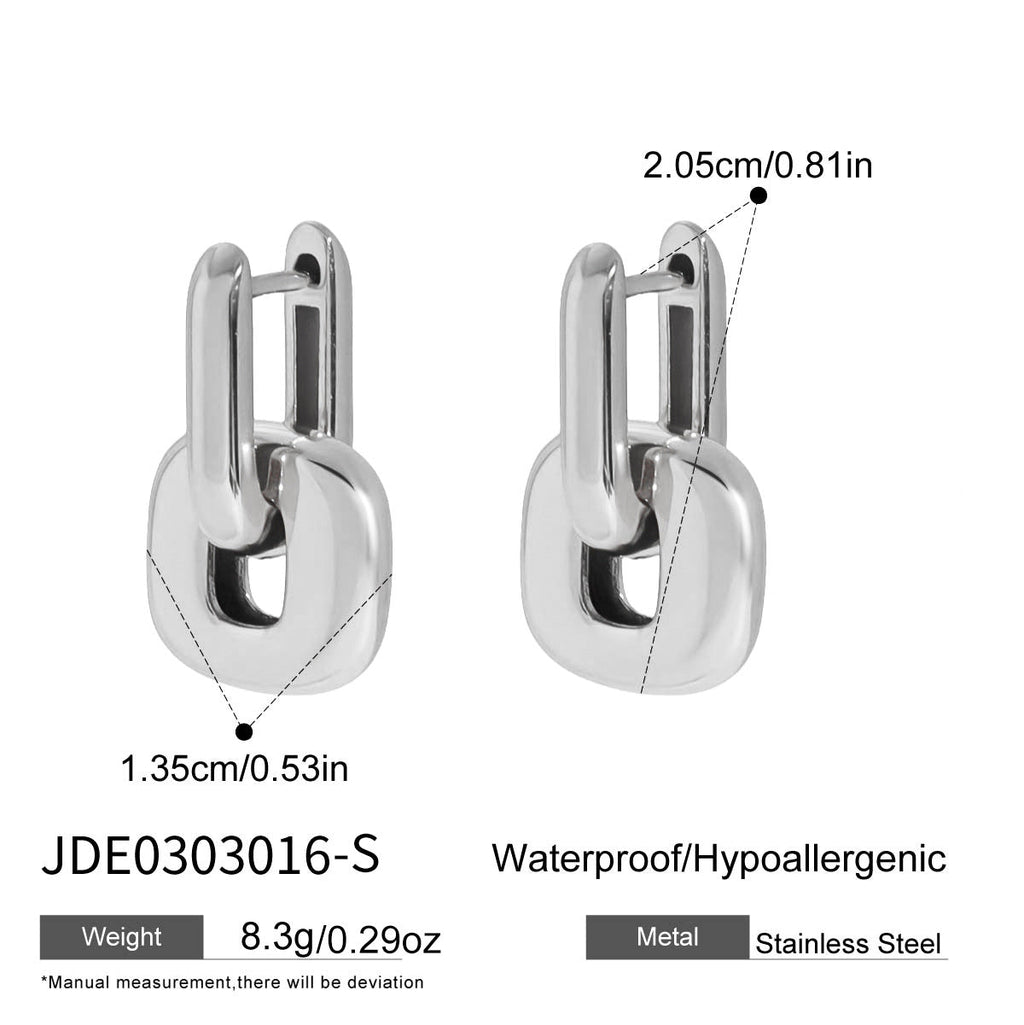 Square Pendant Hoop Earrings — earrings, view 8