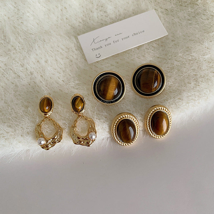 Geometric Pearl Pendant Hoop Earrings — gold earrings, view 5