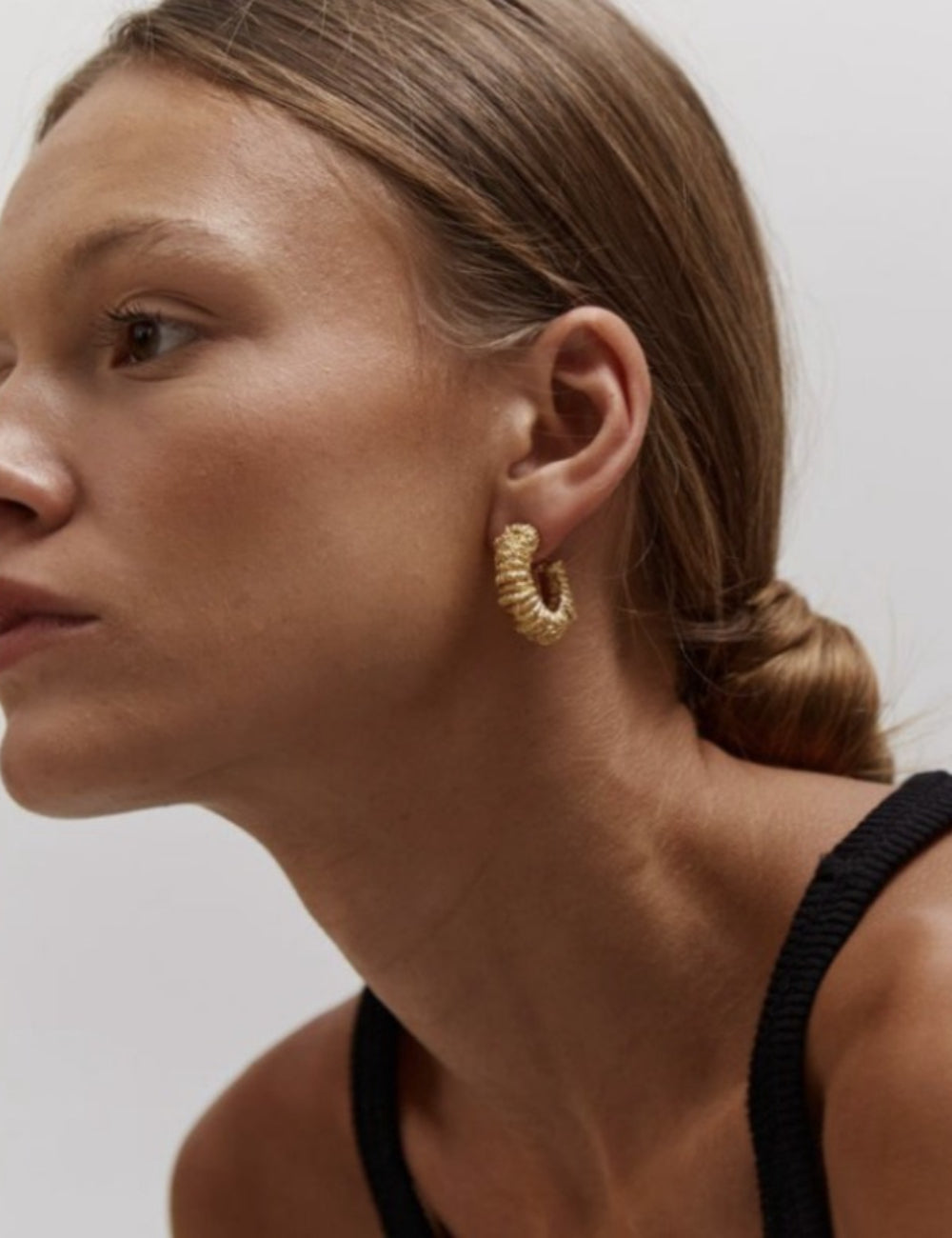 Gold-Plated C-Shape Hoop Earring — gold earrings