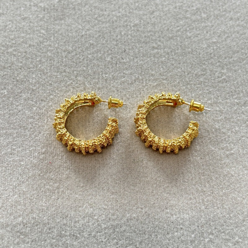 Gold-Plated C-Shape Hoop Earring — gold earrings, view 3