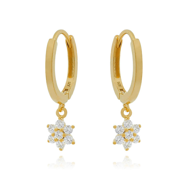Floral Pendant Zirconia Hoops — earrings, view 2