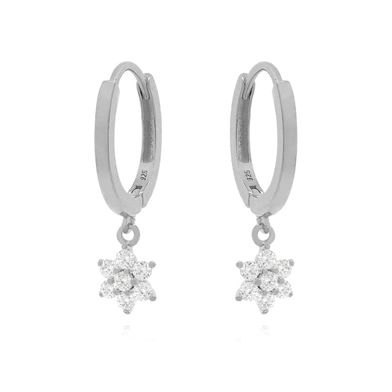 Floral Pendant Zirconia Hoops — earrings, view 3