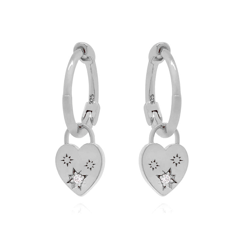 Floral Pendant Zirconia Hoops — earrings, view 4