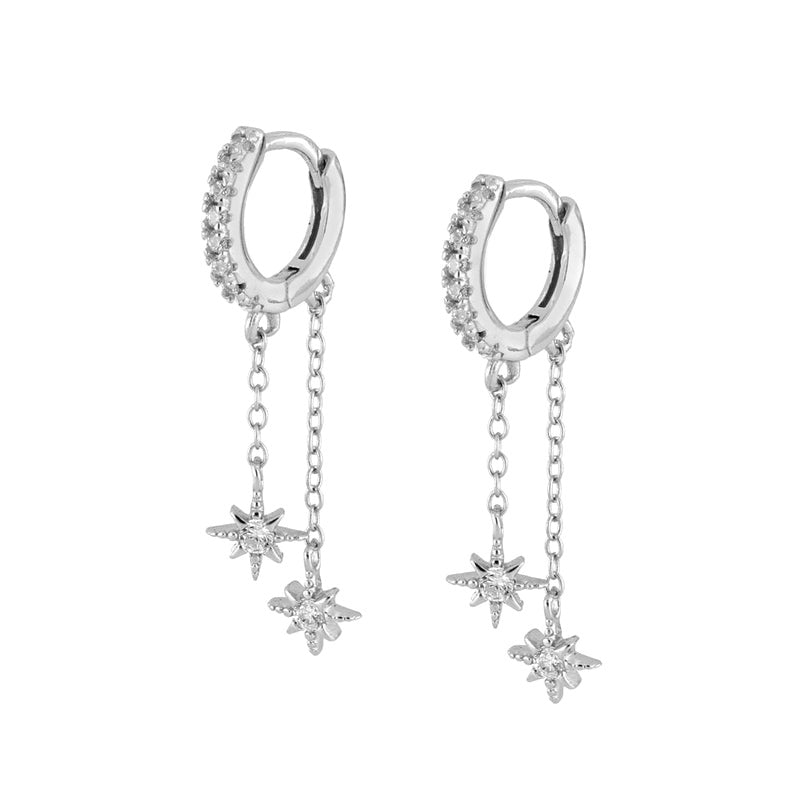 Floral Pendant Zirconia Hoops — earrings, view 10