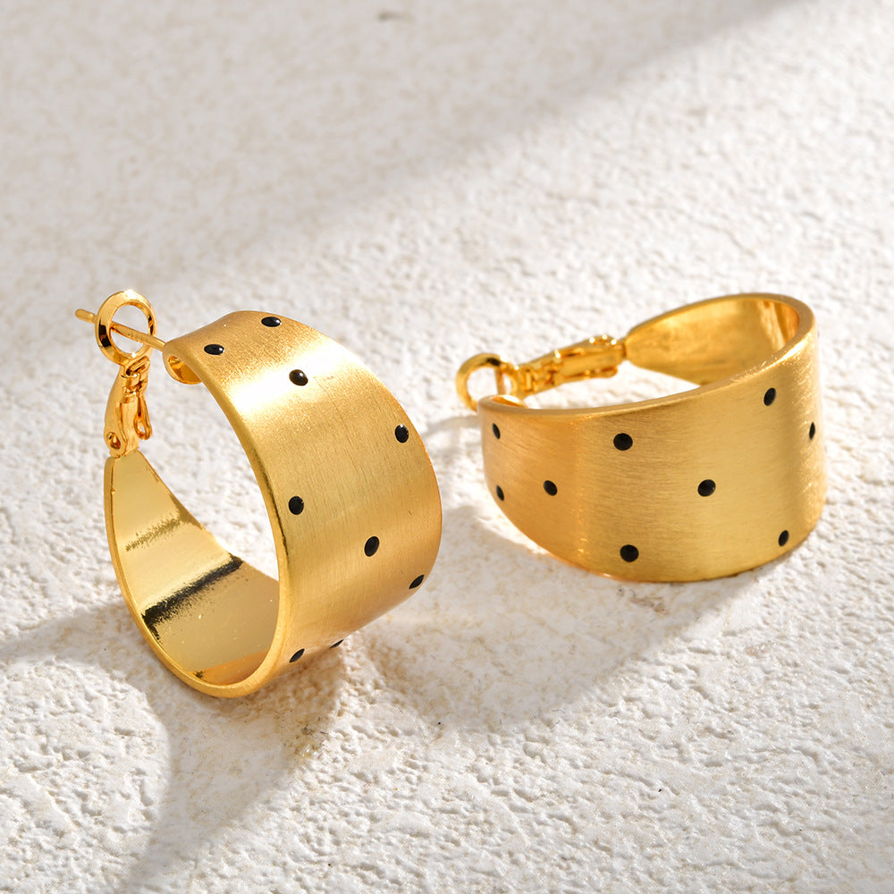 Polka Dot C-Shape Hoop Earrings — earrings, view 3