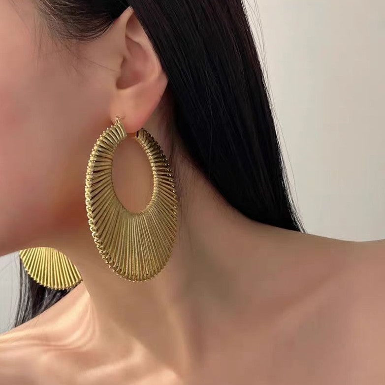 Woven 3D Openwork Hoop Earrings — earrings, view 2