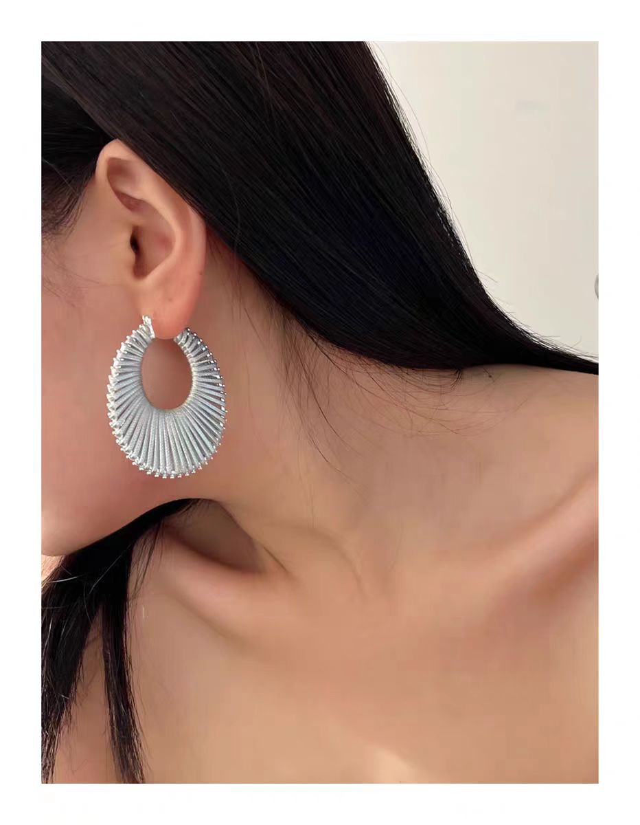 Woven 3D Openwork Hoop Earrings — earrings, view 4