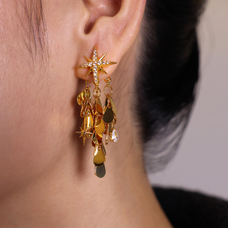 Starburst Tassel Drop Earrings — earrings, view 3