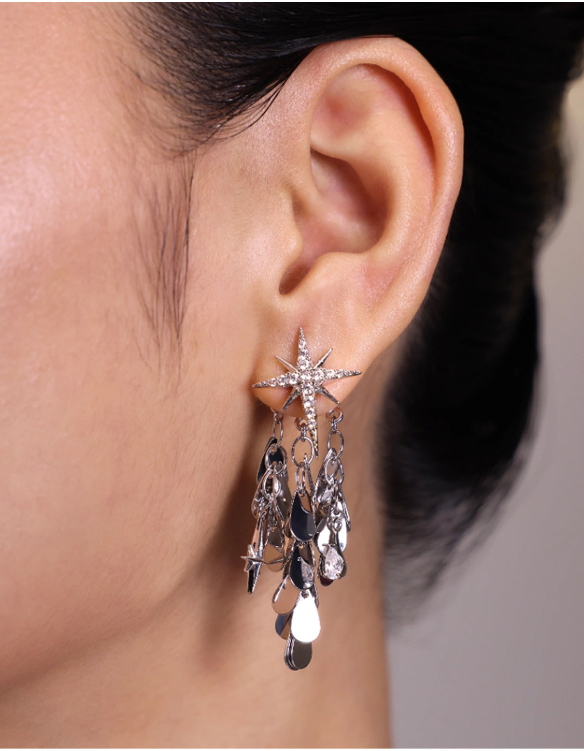 Starburst Tassel Drop Earrings — earrings, view 4