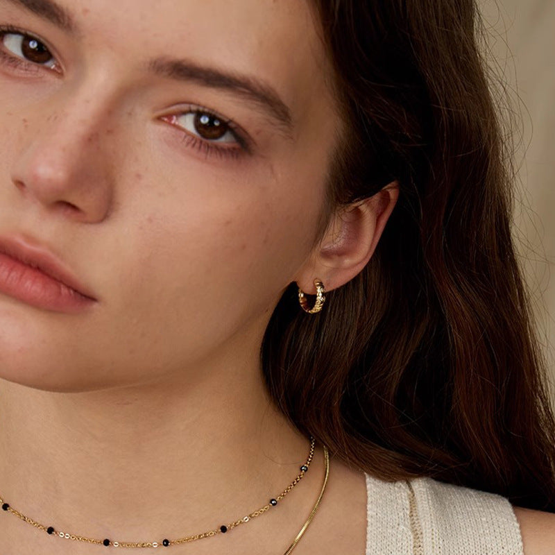 Snake-Bone Motif Hoop Earrings — earrings, view 3