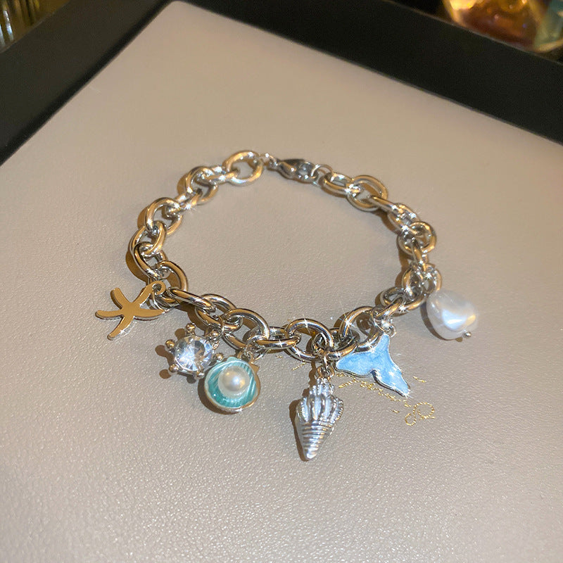 Starfish and Shell Charm Bracelet — bracelet, view 3