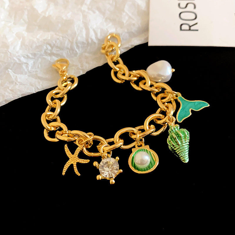 Starfish and Shell Charm Bracelet — bracelet, view 5