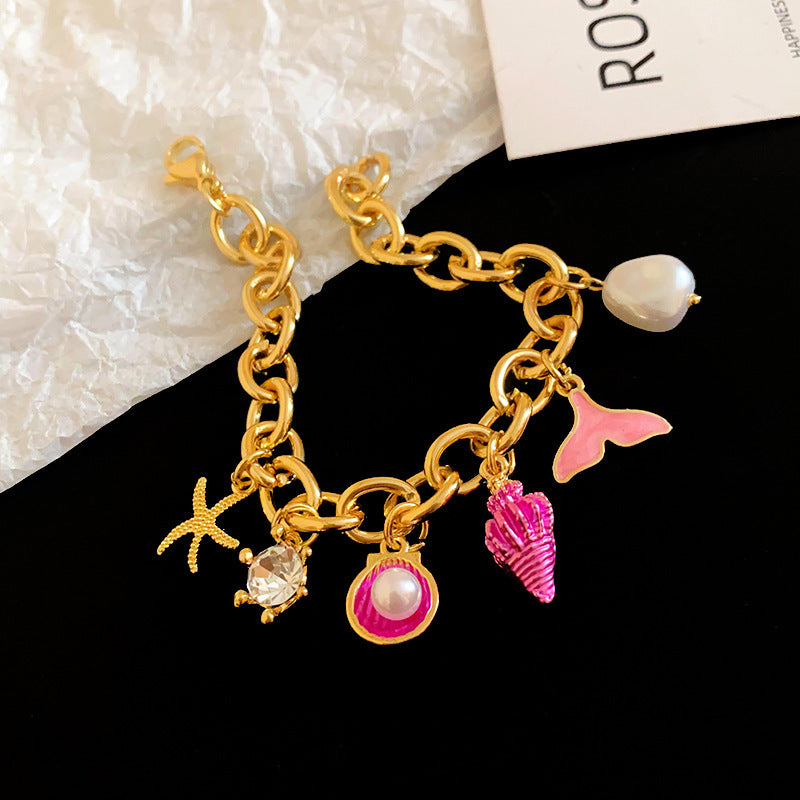 Starfish and Shell Charm Bracelet — bracelet, view 6