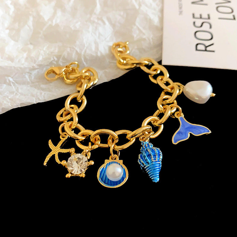 Starfish and Shell Charm Bracelet — bracelet, view 7