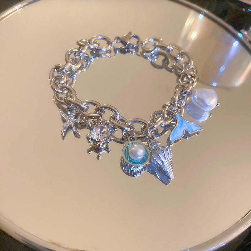 Starfish and Shell Charm Bracelet — bracelet, view 8