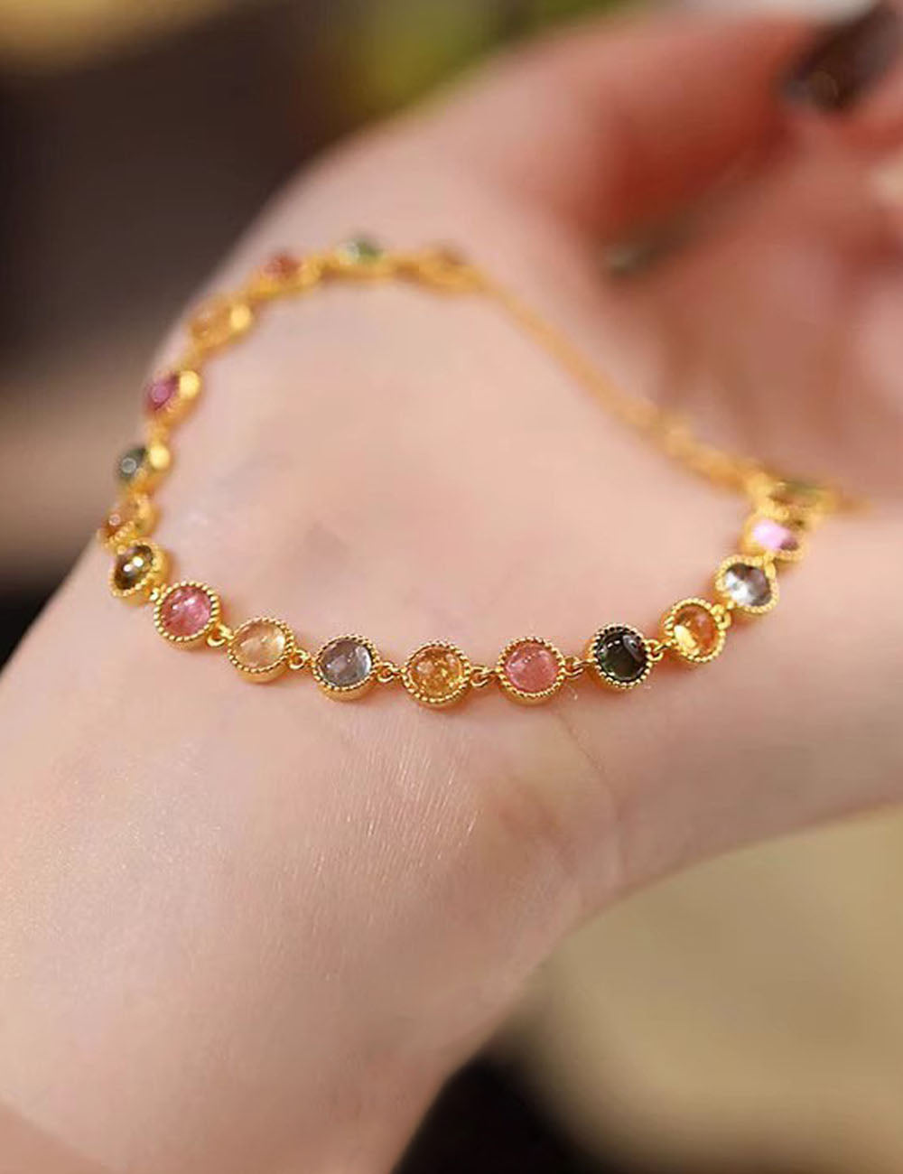 Multi-Colour Crystal Chain Bracelet — bracelet