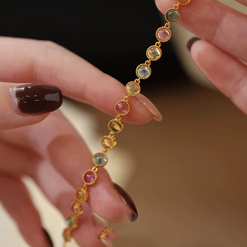 Multi-Colour Crystal Chain Bracelet — bracelet, view 2