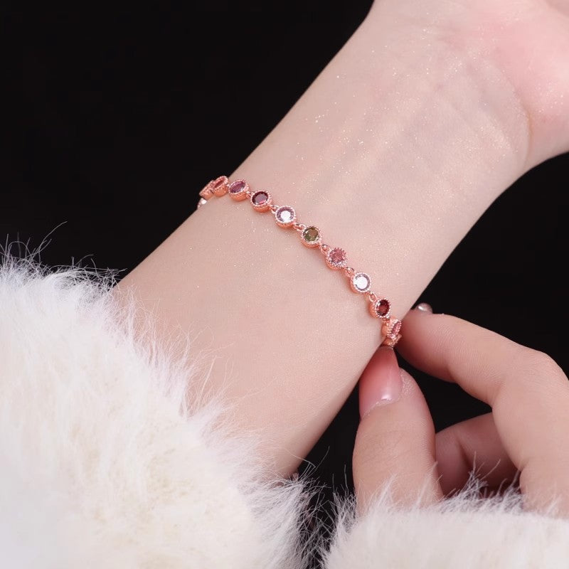 Multi-Colour Crystal Chain Bracelet — bracelet, view 3