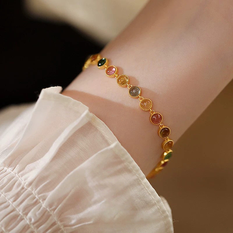 Multi-Colour Crystal Chain Bracelet — bracelet, view 5