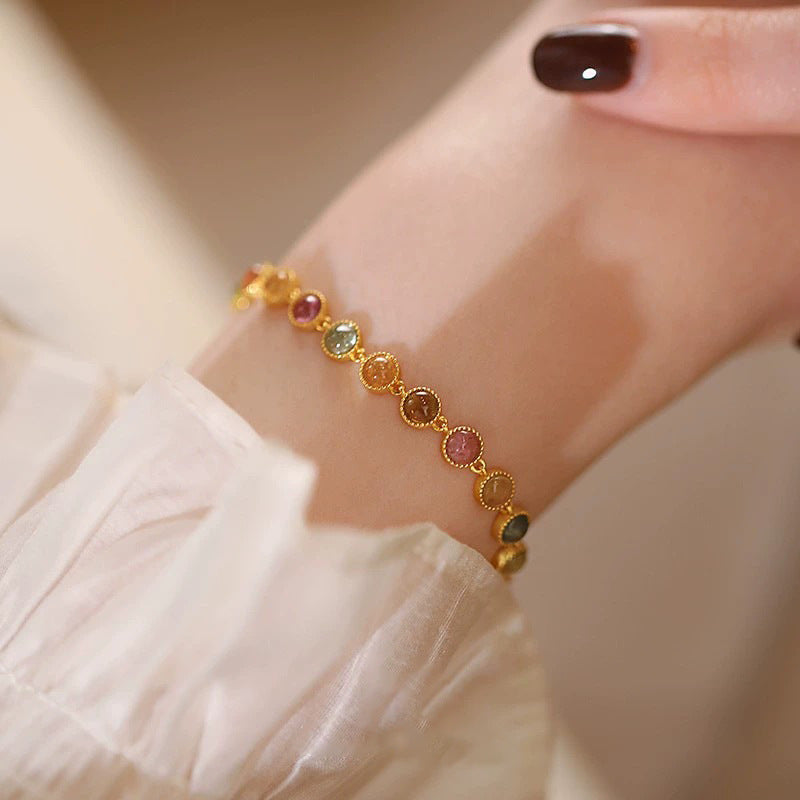 Multi-Colour Crystal Chain Bracelet — bracelet, view 7